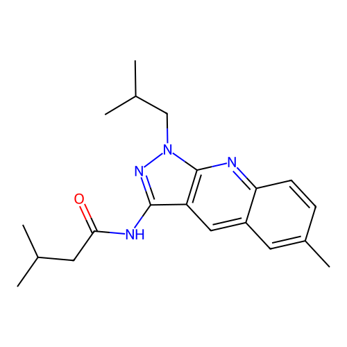 3-methyl-N-[6-methyl-1-(2-methylpropyl)pyrazolo[3,4-b]quinolin-3-yl]butanamide structure