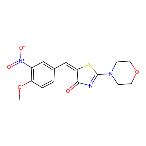(5E)-5-(4-methoxy-3-nitrobenzylidene)-2-(morpholin-4-yl)-1,3-thiazol-4(5H)-one structure