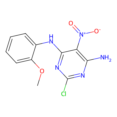 2-chloro-N-(2-methoxyphenyl)-5-nitropyrimidine-4,6-diamine structure