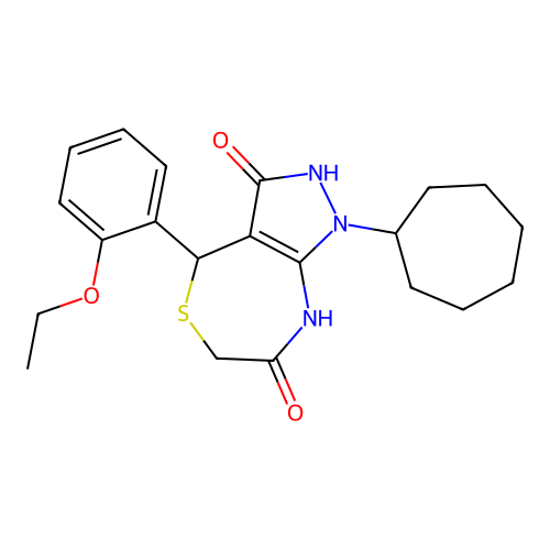 1-cycloheptyl-4-(2-ethoxyphenyl)-4,8-dihydro-2H-pyrazolo[3,4-e][1,4]thiazepine-3,7-dione structure