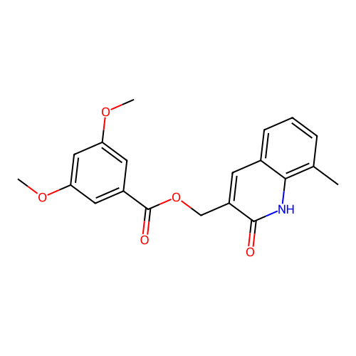 (8-methyl-2-oxo-1H-quinolin-3-yl)methyl 3,5-dimethoxybenzoate structure