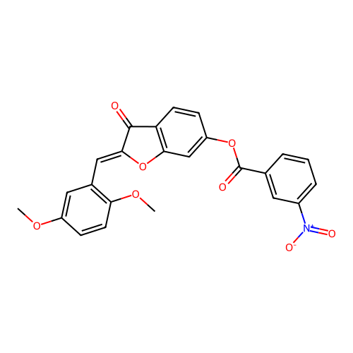 2-[(2,5-Dimethoxyphenyl)methylene]-3-oxobenzo[3,4-b]furan-6-yl 3-nitrobenzoate structure