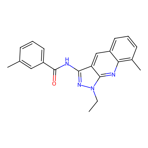 N-(1-ethyl-8-methylpyrazolo[3,4-b]quinolin-3-yl)-3-methylbenzamide structure