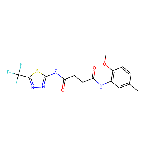 N-(2-Methoxy-5-methyl-phenyl)-N'-(5-trifluoromethyl-[1,3,4]thiadiazol-2-yl)-succinamide structure