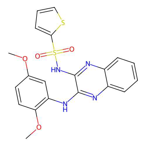 N-(3-((2,5-dimethoxyphenyl)amino)quinoxalin-2-yl)thiophene-2-sulfonamide structure