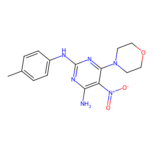 6-morpholino-5-nitro-N2-(p-tolyl)pyrimidine-2,4-diamine structure