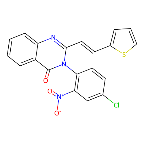 3-(4-chloro-2-nitrophenyl)-2-[(E)-2-(thiophen-2-yl)ethenyl]quinazolin-4(3H)-one structure