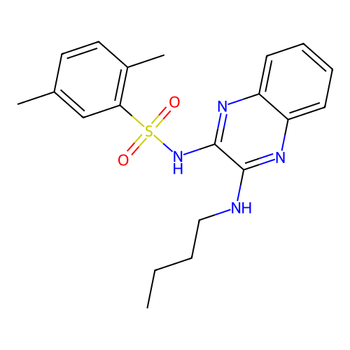 N-(3-(butylamino)quinoxalin-2-yl)-2,5-dimethylbenzenesulfonamide structure