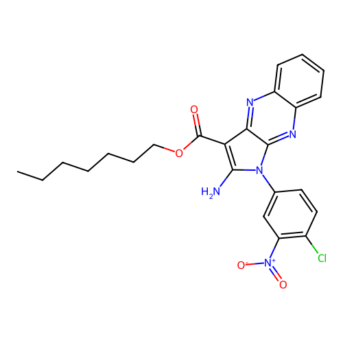 heptyl 2-amino-1-(4-chloro-3-nitrophenyl)-1H-pyrrolo[2,3-b]quinoxaline-3-carboxylate structure