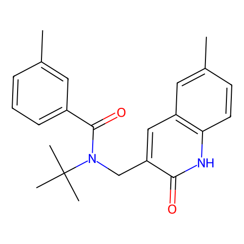N-tert-butyl-3-methyl-N-[(6-methyl-2-oxo-1H-quinolin-3-yl)methyl]benzamide structure