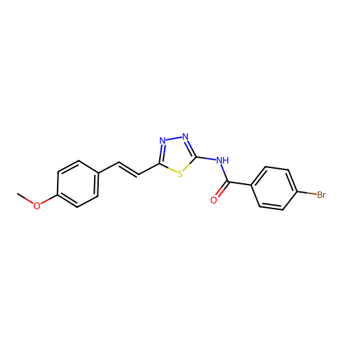 4-bromo-N-[5-[(E)-2-(4-methoxyphenyl)ethenyl]-1,3,4-thiadiazol-2-yl]benzamide structure