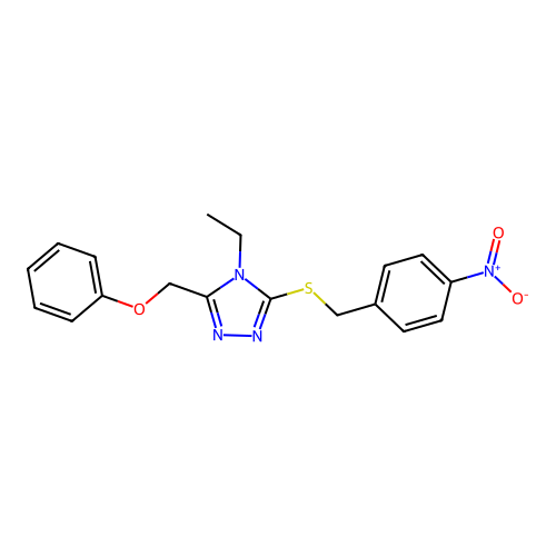 ({4-Ethyl-5-[(4-nitrophenyl)methylthio]-1,2,4-triazol-3-yl}methoxy)benzene structure
