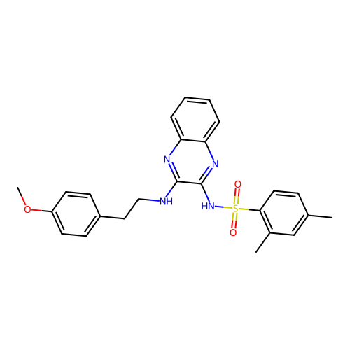 N-(3-((4-methoxyphenethyl)amino)quinoxalin-2-yl)-2,4-dimethylbenzenesulfonamide structure