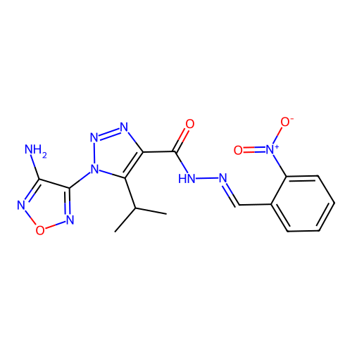 (E)-1-(4-amino-1,2,5-oxadiazol-3-yl)-5-isopropyl-N'-(2-nitrobenzylidene)-1H-1,2,3-triazole-4-carbohydrazide structure