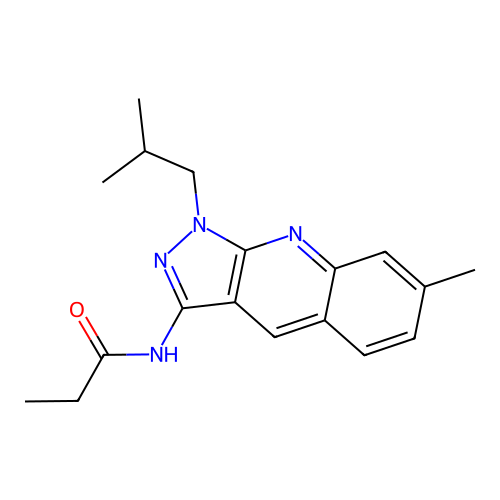 N-(1-isobutyl-7-methyl-1H-pyrazolo[3,4-b]quinolin-3-yl)propionamide structure
