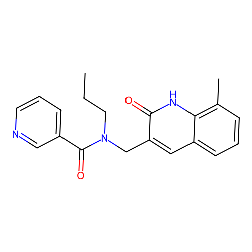 N-((2-hydroxy-8-methylquinolin-3-yl)methyl)-N-propylnicotinamide structure