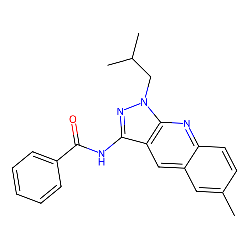 N-[6-methyl-1-(2-methylpropyl)pyrazolo[3,4-b]quinolin-3-yl]benzamide structure
