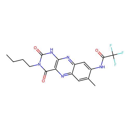 N-(3-butyl-7-methyl-2,4-dioxo-1H-benzo[g]pteridin-8-yl)-2,2,2-trifluoroacetamide structure