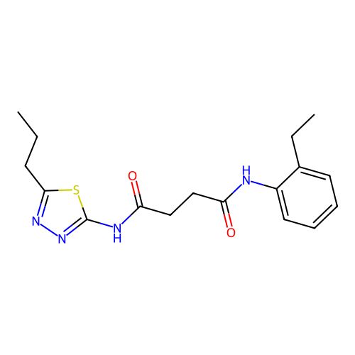 N-(2-ethylphenyl)-N'-[(2Z)-5-propyl-1,3,4-thiadiazol-2(3H)-ylidene]butanediamide structure