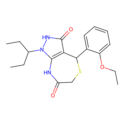 4-(2-ethoxyphenyl)-1-(pentan-3-yl)-4,8-dihydro-1H-pyrazolo[3,4-e][1,4]thiazepine-3,7(2H,6H)-dione structure