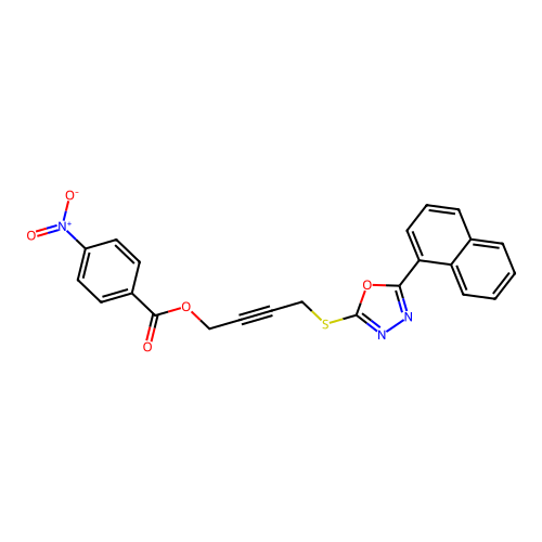 4-((5-(naphthalen-1-yl)-1,3,4-oxadiazol-2-yl)thio)but-2-yn-1-yl 4-nitrobenzoate structure