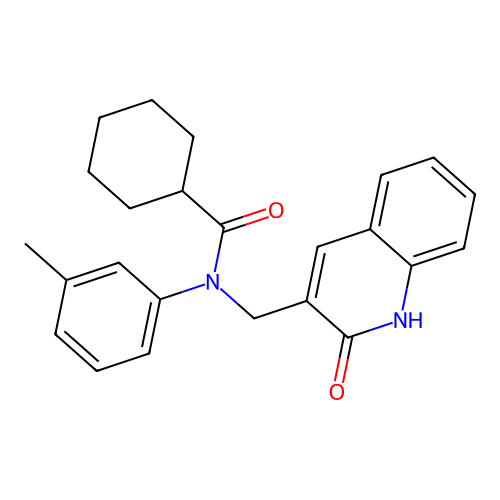 N-(3-methylphenyl)-N-[(2-oxo-1H-quinolin-3-yl)methyl]cyclohexanecarboxamide structure