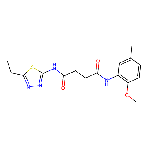 N1-(5-ethyl-1,3,4-thiadiazol-2-yl)-N4-(2-methoxy-5-methylphenyl)succinamide structure