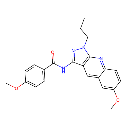 4-methoxy-N-(6-methoxy-1-propyl-1H-pyrazolo[3,4-b]quinolin-3-yl)benzamide structure