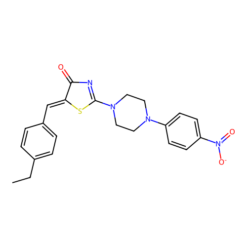 (Z)-5-(4-ethylbenzylidene)-2-(4-(4-nitrophenyl)piperazin-1-yl)thiazol-4(5H)-one structure