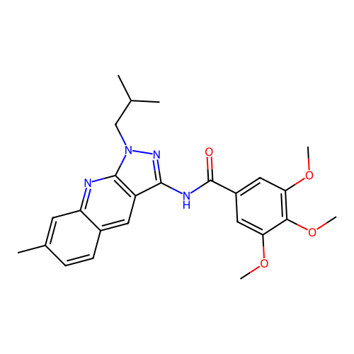 N-(1-isobutyl-7-methyl-1H-pyrazolo[3,4-b]quinolin-3-yl)-3,4,5-trimethoxybenzamide structure