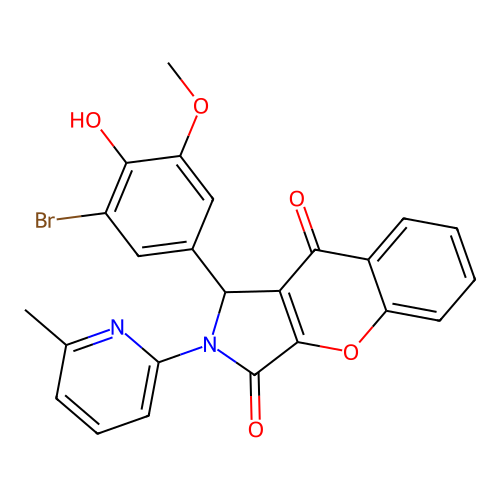 1-(3-bromo-4-hydroxy-5-methoxyphenyl)-2-(6-methylpyridin-2-yl)-1,2-dihydrochromeno[2,3-c]pyrrole-3,9-dione structure