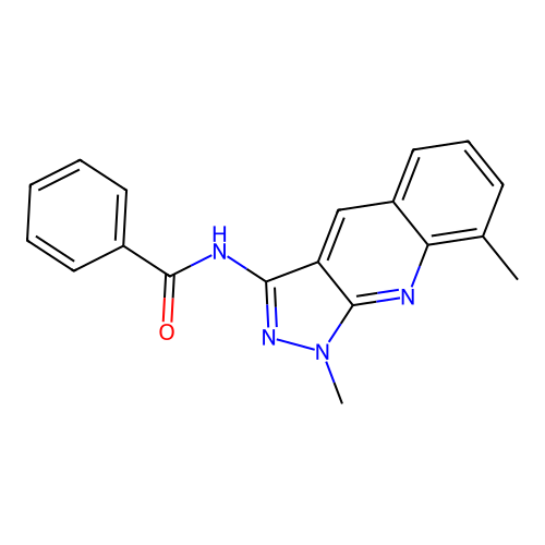 N-(1,8-dimethyl-1H-pyrazolo[3,4-b]quinolin-3-yl)benzamide structure