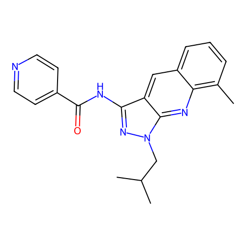 N-(1-isobutyl-8-methyl-1H-pyrazolo[3,4-b]quinolin-3-yl)isonicotinamide structure