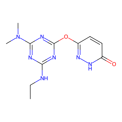 6-{[4-(Dimethylamino)-6-(ethylamino)-1,3,5-triazin-2-yl]oxy}pyridazin-3-ol structure