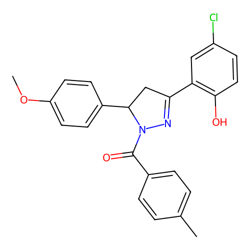 (3-(5-chloro-2-hydroxyphenyl)-5-(4-methoxyphenyl)-4,5-dihydro-1H-pyrazol-1-yl)(p-tolyl)methanone structure