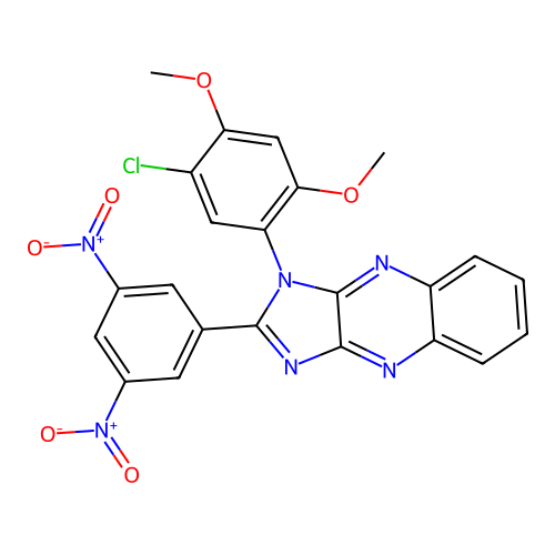 1-(5-chloro-2,4-dimethoxyphenyl)-2-(3,5-dinitrophenyl)-1H-imidazo[4,5-b]quinoxaline structure