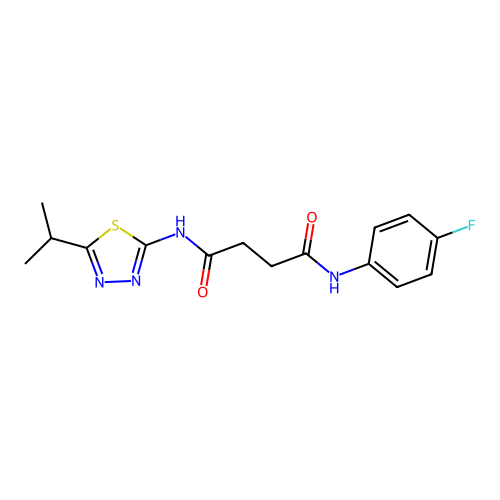 N-(4-fluorophenyl)-N'-(5-propan-2-yl-1,3,4-thiadiazol-2-yl)butanediamide structure
