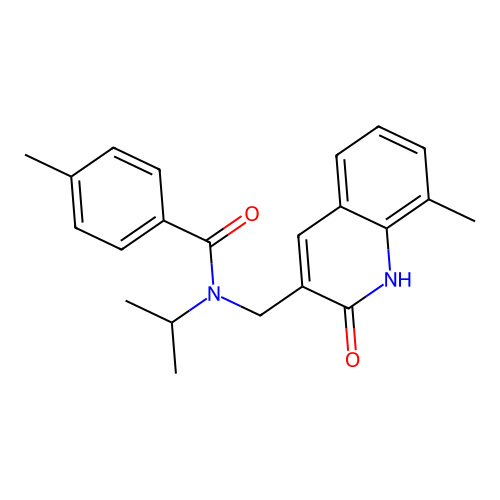 4-methyl-N-[(8-methyl-2-oxo-1H-quinolin-3-yl)methyl]-N-propan-2-ylbenzamide structure