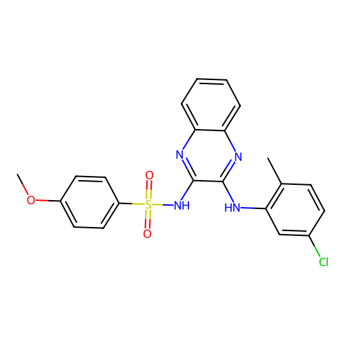 N-(3-((5-chloro-2-methylphenyl)amino)quinoxalin-2-yl)-4-methoxybenzenesulfonamide structure