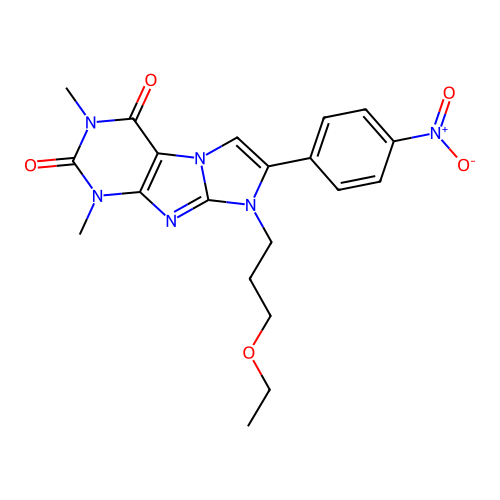 8-(3-ethoxypropyl)-1,3-dimethyl-7-(4-nitrophenyl)-1H-imidazo[2,1-f]purine-2,4(3H,8H)-dione structure