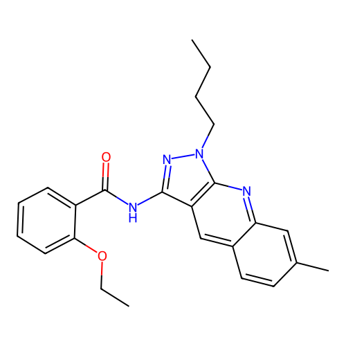 N-(1-butyl-7-methylpyrazolo[3,4-b]quinolin-3-yl)-2-ethoxybenzamide structure