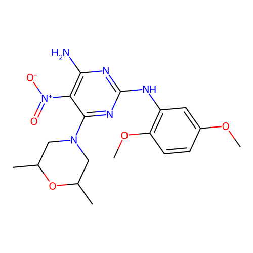 [4-amino-6-(2,6-dimethylmorpholin-4-yl)-5-nitropyrimidin-2-yl](2,5-dimethoxyph enyl)amine structure