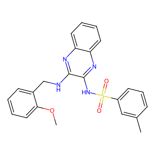 N-(3-((2-methoxybenzyl)amino)quinoxalin-2-yl)-3-methylbenzenesulfonamide structure