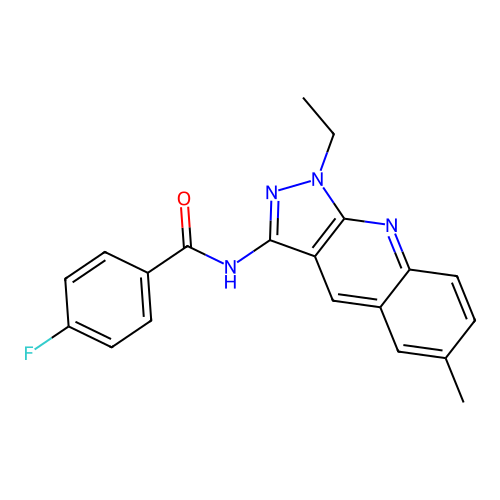 N-(1-ethyl-6-methylpyrazolo[3,4-b]quinolin-3-yl)-4-fluorobenzamide structure