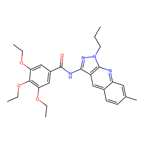 3,4,5-triethoxy-N-(7-methyl-1-propylpyrazolo[3,4-b]quinolin-3-yl)benzamide structure