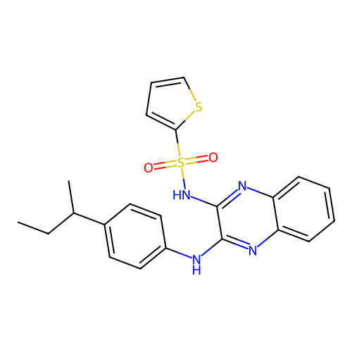 N-(3-{[4-(butan-2-yl)phenyl]amino}quinoxalin-2-yl)thiophene-2-sulfonamide structure