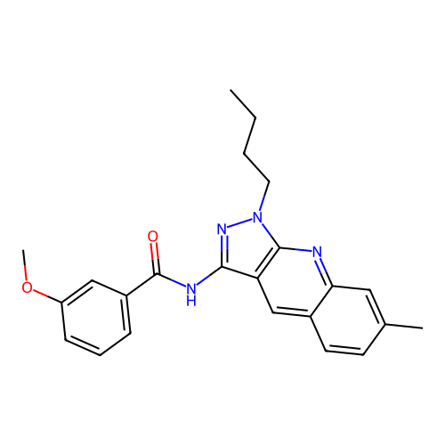N-(1-butyl-7-methylpyrazolo[3,4-b]quinolin-3-yl)-3-methoxybenzamide structure