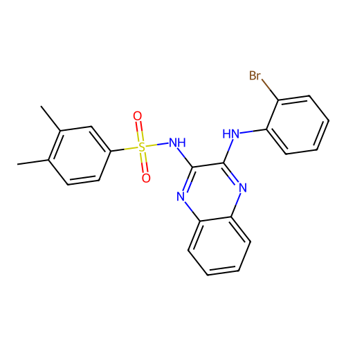 N-(3-((2-bromophenyl)amino)quinoxalin-2-yl)-3,4-dimethylbenzenesulfonamide structure