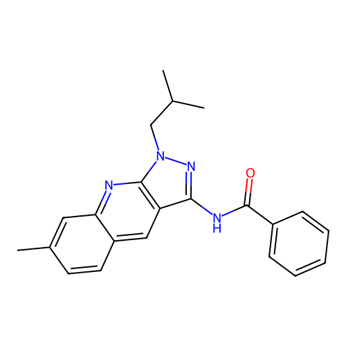 N-[7-methyl-1-(2-methylpropyl)pyrazolo[3,4-b]quinolin-3-yl]benzamide structure