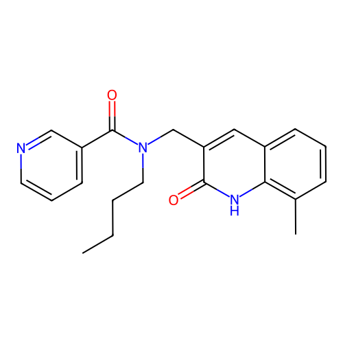 N-butyl-N-((2-hydroxy-8-methylquinolin-3-yl)methyl)nicotinamide structure
